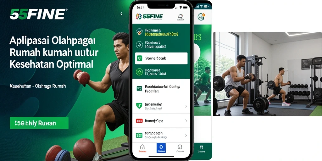 Antarmuka aplikasi 55FIVE untuk latihan rumah yang menarik.
