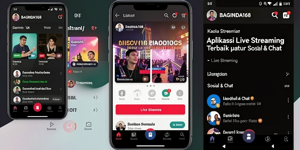 Screenshot BAGINDA168 menampilkan antarmuka Live Streaming yang interaktif.