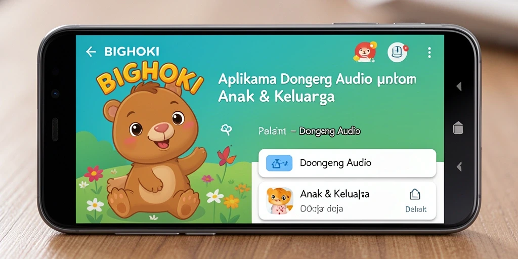 Tampilan antarmuka BIGHOKI yang ramah anak dan interaktif.