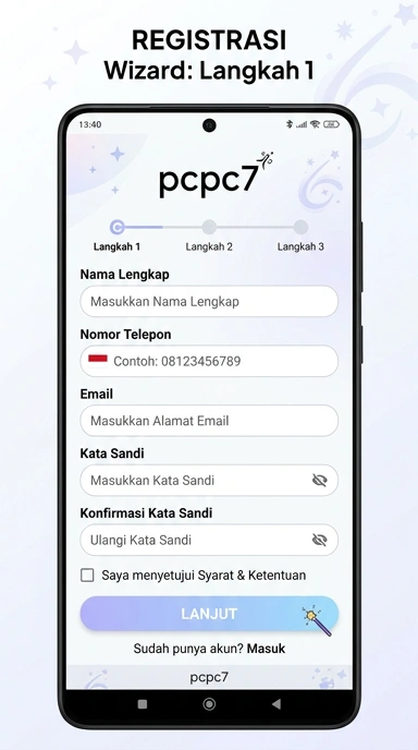 Daftar Akun Baru di pcpc7 untuk Pengguna Android
